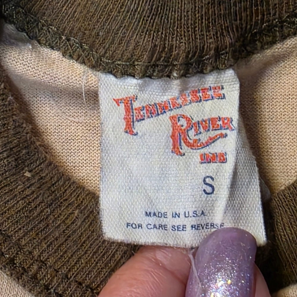 Vtg 1984 Tennessee River Deer Buck Raglan Camo 3/4 Sleeve T-Shirt Small USA - Picture 7 of 8